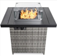 32in Fire Pit Table 50,000 BTU Wicker
