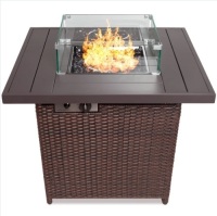 32in Fire Pit Table 50,000 BTU Wicker