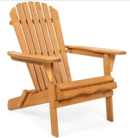 Folding Wooden Adirondack Chair Accent Furniture w/ Natural Finish