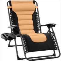Oversized Padded Zero Gravity Chair, Folding Recliner w/ Headrest, Side Tray