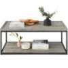 2-Tier Rectangular Tray Top Coffee Table w/ Metal Frame, Shelf - 44in