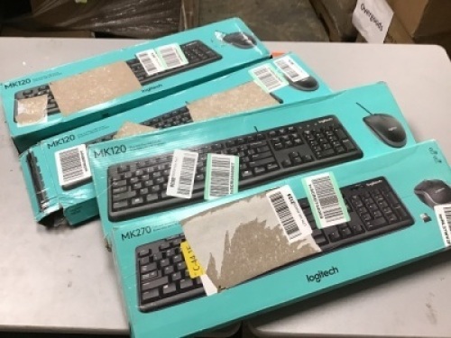 Lot of (4) Logitech Keyboard & Mouse Combos - E-Comm Returns, Appear New in Damaged Box