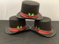 Set of 3 Christmas Caroler Adult Top Hats
