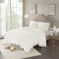 Madison Park Laetitia King/Cal King 3-Piece Tufted Cotton Chenille Medallion Fringe Coverlet Set - Appears New&nbsp;&nbsp;