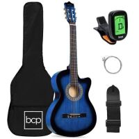 Beginner Acoustic Cutaway Guitar Set w/ Case, Strap, Capo - 38in&nbsp;