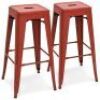 Set of 2 Metal Bar Stools, Red Antique
