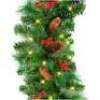 Pre-Lit Christmas Garland w/ 50 Lights, Pine Cones, Berries