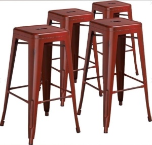 Set of 4 Metal Bar Stools