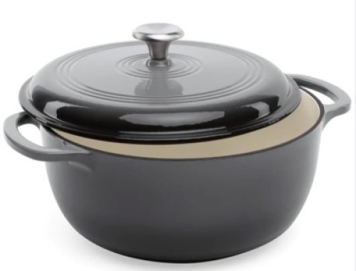 6qt Non-Stick Enamel Cast-Iron Dutch Oven Kitchen Cookware w/ Side Handles