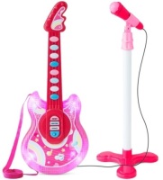 Kids Pretend Play Guitar Musical Instrument Toy w/ Microphone, Stand - 19in
