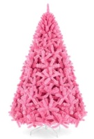 Pink Artificial Fir Christmas Tree w/ Foldable Stand, 6ft