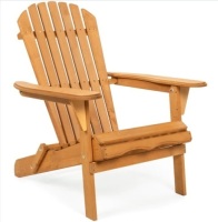 Folding Wooden Adirondack Chair Accent Furniture w/ Natural Finish