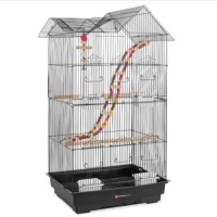 Indoor Outdoor Iron Birdcage w/ Removable Tray, 4 Feeders, 2 Toys - 36in