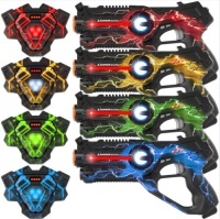Set of 4 Infrared Laser Tag Blasters and Vests for Kids & Adults