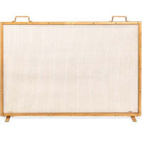 Single Panel Handcrafted Steel Mesh Fireplace Screen w/ Handles