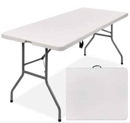 6ft Portable Folding Plastic Dining Table w/ Handle, Lock