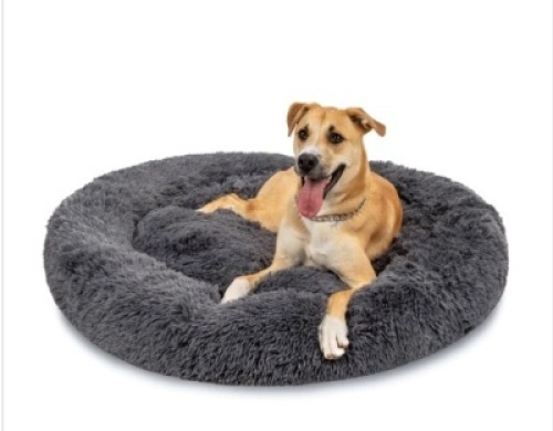 Self-Warming Shag Fur Calming Pet Bed w/ Water-Resistant Lining, 45"
