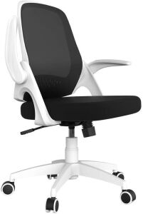 Hbada Office Chair Desk Chair Flip-up Armrest Ergonomic Task Chair Compact 120° Locking 360° Rotation Seat Surface Lift Reinforced Nylon Resin Base, White - Appears New