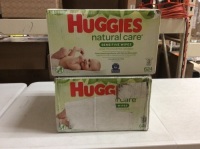 Lot of (2) Huggies Natural Care Sensitive Baby Wipes, 3 Refill Packs - New/Damaged Box
