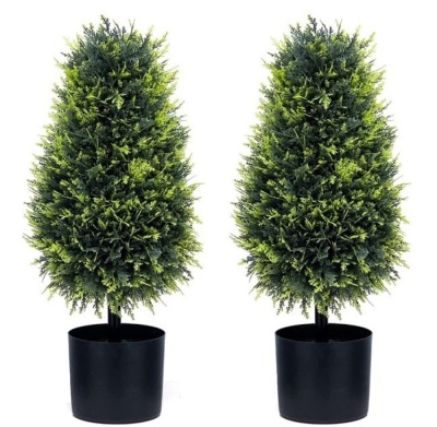 2 Ft Artificial Tower Artificial Plant Set of 2, Outdoor/Indoor Decor