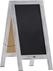 HBCY Creations 40" x 20" Whitewashed Wood A-Frame Chalk Board Sign