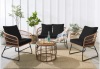 4-Piece Rope Wicker Outdoor Conversation Set w/ Cushions, Table