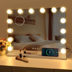 FENCHILIN Vanity Mirror with Lights, Tabletop or Wall-Mounted