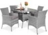 5-Piece Wicker Patio Dining Table Set w/ 4 Chairs