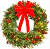 30" Pre-Lit Battery Powered Christmas Wreath w/ Lights, PVC Tips, Ribbon