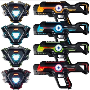 Set of 4 Infrared Laser Tag Blasters & Vests w/ 4 Team Colors