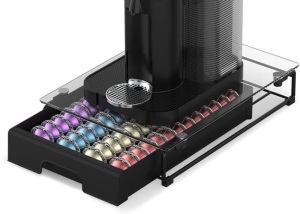 Crystal Tempered Glass Organizer Drawer Compatible with Nespresso Vertuo Capsules