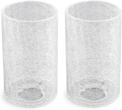 Eumyviv 2 Pk Replacement Clear Glass Lamp Shade with Crack Finish, 1-5/8-Inch Fitter Opening