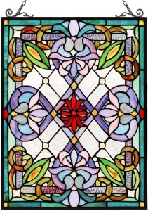 Capulina Victorian Style Stained Glass Window Suncatcher, 22"x17"