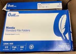 Box of Quill Standard Manila File Folders, Legal Size