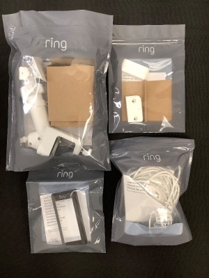 Lot of (4) Ring Accessories Gutter Mount, Plug in Adapter, Interchangeable Faceplate, Alarm Contact Sensor Riser