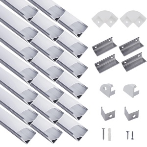 hunhun 20-Pack 3.3ft/1Meter V Shape LED Aluminum Channel System with Milky Cover