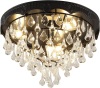 Merexcint Crystal Chandelier Flush Mount Light Fixture with Matt Black Finish, 15.75 inch