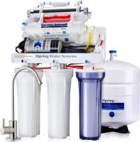 iSpring RCC1UP-AK 100GPD Under Sink 7-Stage Reverse Osmosis RO Drinking Filtration System and Water Filter for Sink with Alkaline Remineralization, Booster Pump and UV Ultraviolet Filter, White&nbsp;