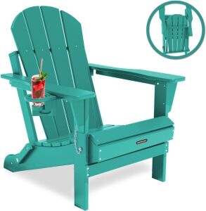 MUCHENGHY Folding Adirondack Chair, Lake Blue 