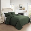 Hygge Hush 3pc Full/ Queen Quilt Set, Green Leaves Pattern