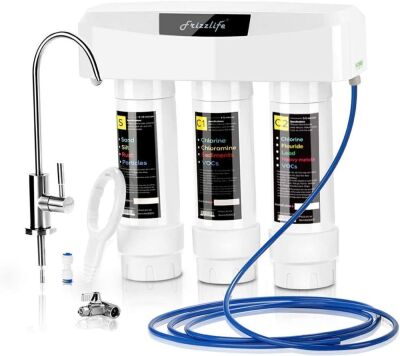 Frizzlife Under Sink Water Filter System with Brushed Nickel Faucet 