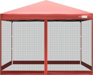 VIVOHOME 210d Oxford Easy Pop Up Canopy, 8x8 Outdoor Screen Tent with Mesh Mosquito Netting Side Walls 