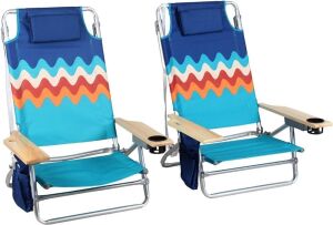 ALPHA CAMP Camping Folding Beach Chairs, Set of 2 