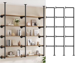 Pynsseu Industrial Iron Pipe Shelf Wall Mount, Shelves Not Included