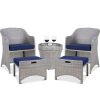 5-Piece Outdoor Wicker Bistro Set w/ Side Storage Table, No Assembly 