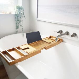 ZHTYRE Bamboo Extendable Bathtub Shelf 