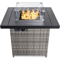 32in Fire Pit Table 50,000 BTU Wicker Propane - No Wind Guard&nbsp;