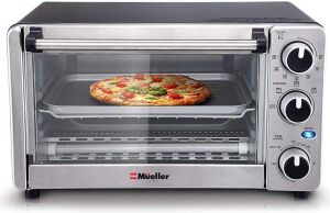 Mueller UltraTemp Toaster Oven 4 Slice, Multi-function Stainless Steel Finish with Timer