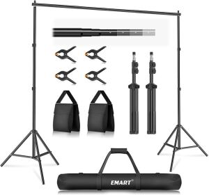 EMART Photo Video Studio 10x7Ft Adjustable Background Stand Backdrop Support System Kit with Carry Bag 