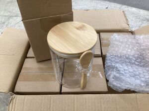 Lot of (6) Glass Jar with Lid & Spoon